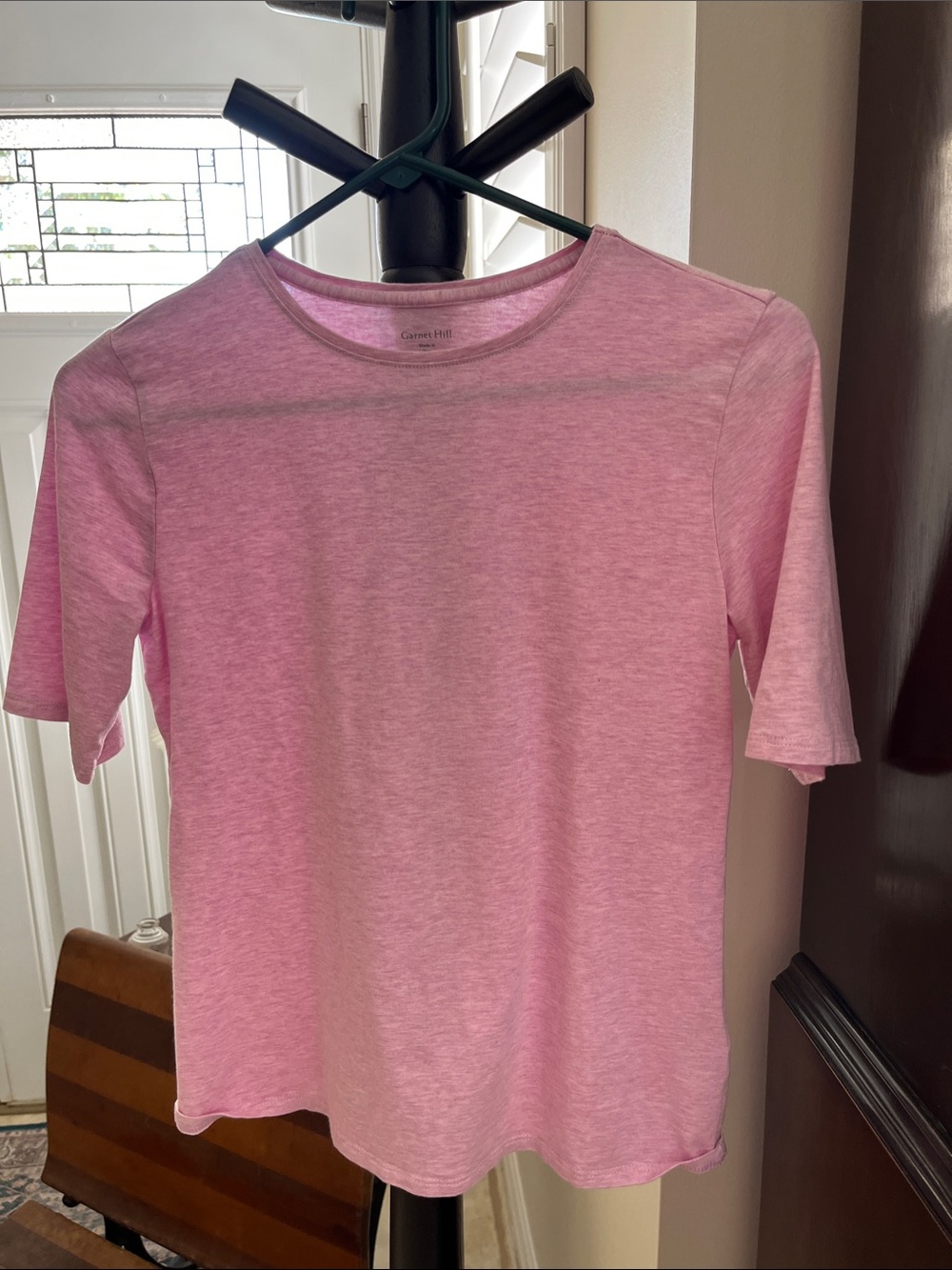 Garnet Hill Heathered Pink Short Sleeve Crewneck Tee Women’s